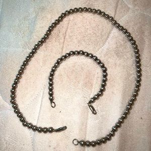 Sterling Silver Beaded Necklace and Bracelet Set